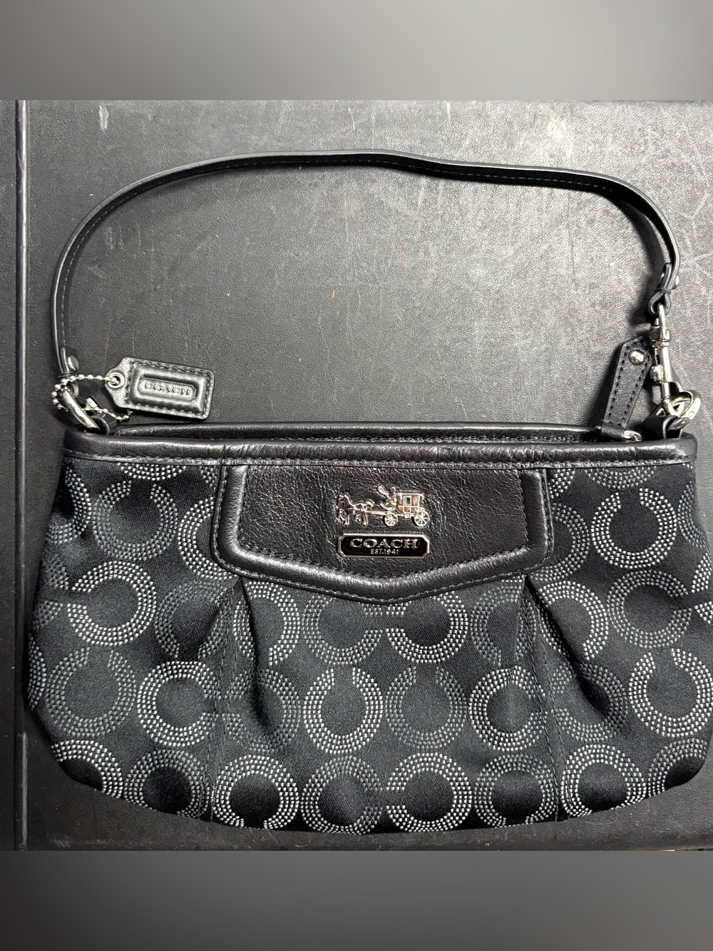 Coach Black Signature Circle Jacquard Shoulder Bag